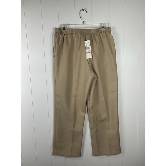 NWT - Women’s Petite Alfred Dunner Tan Classic Polyester Stretch Dress Pant - Picture 2 of 5